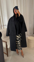 [GAMME PREMIUM] Manteau ultra long en laine véritable | Noir