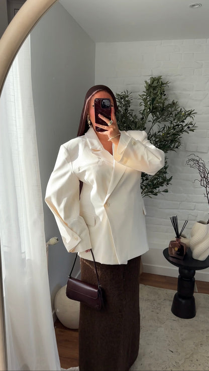 [GAMME PREMIUM] Blazer cache cœur oversize à boutonnage | Écru