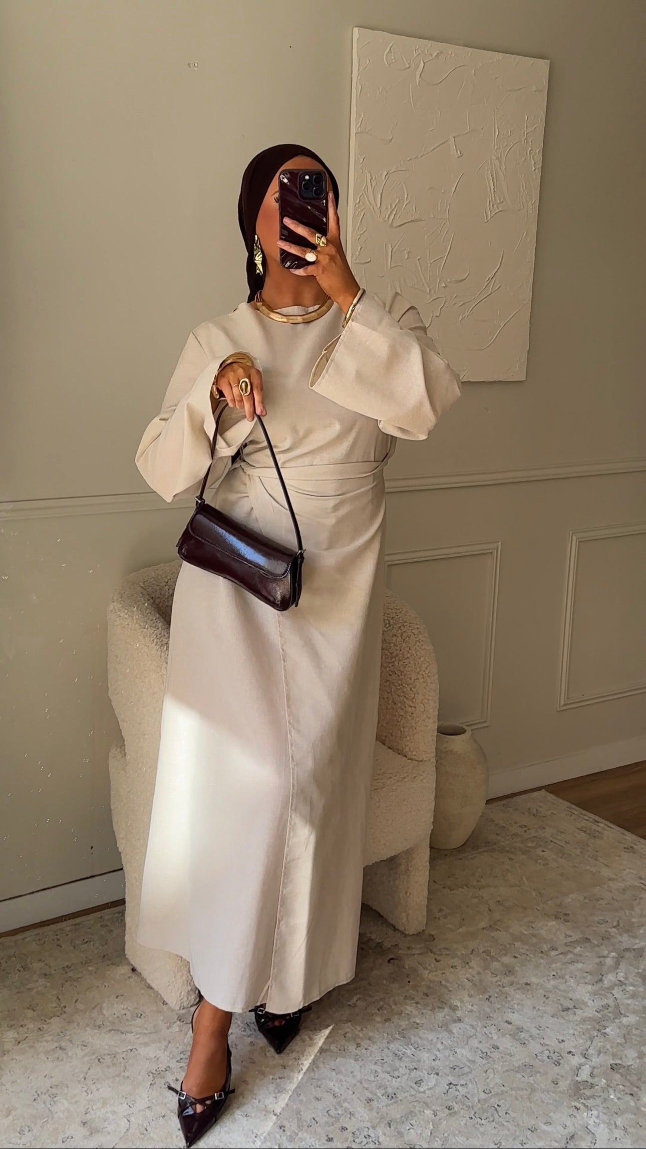 Robe IRIS nouée en coton | Beige