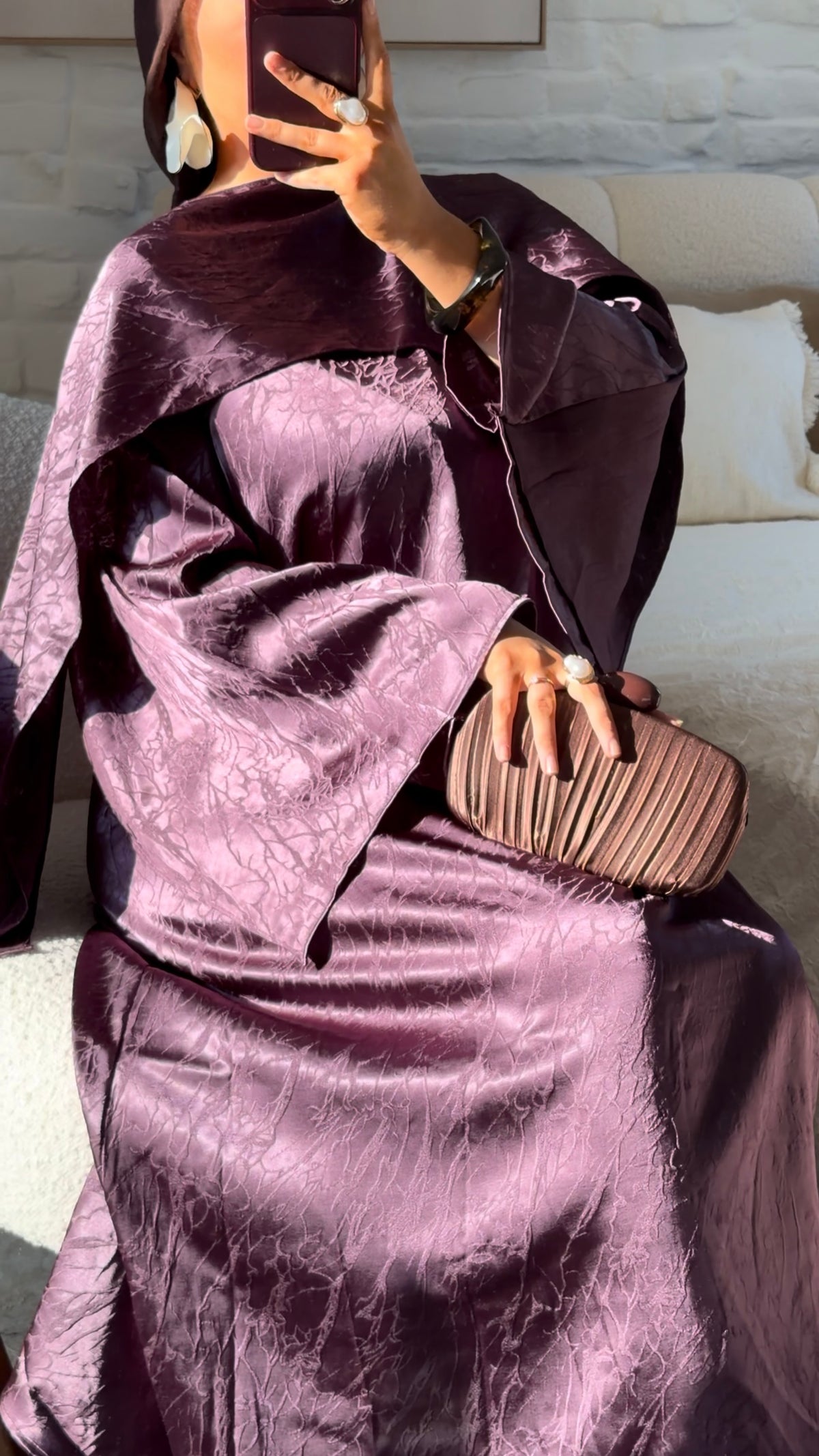 Robe ultra longue à cape intégrée OVA | Aubergine