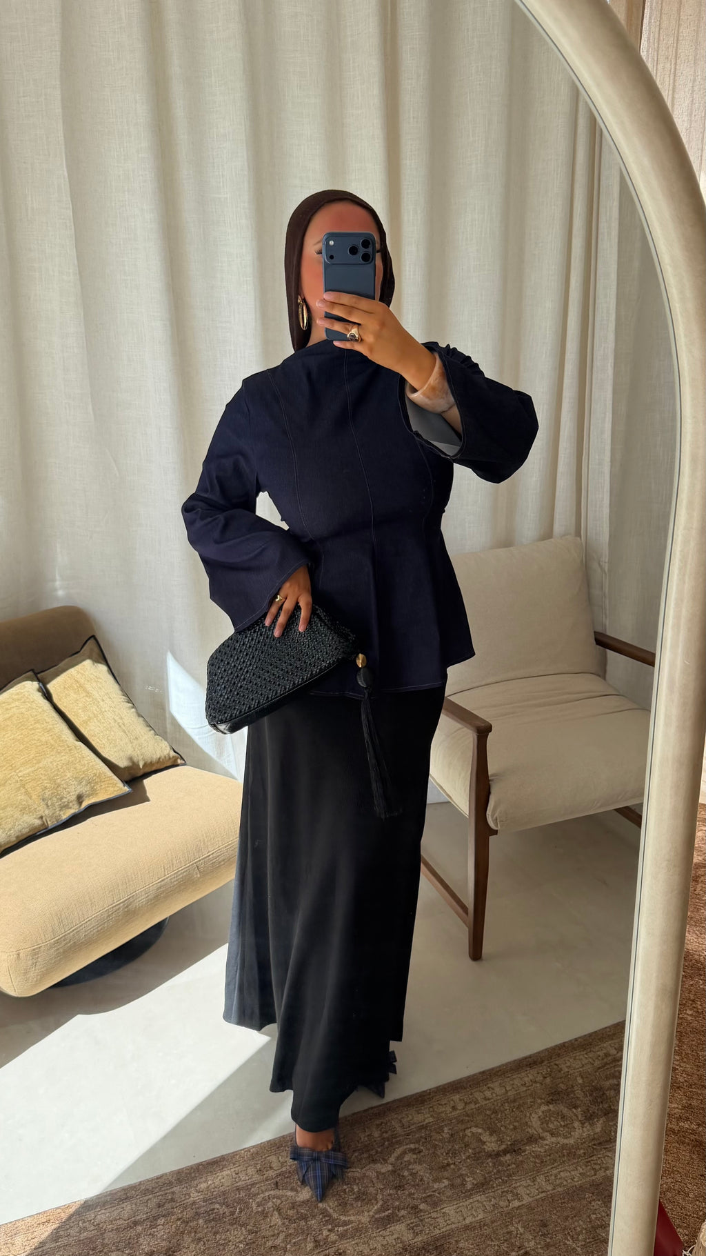 Top péplum en jean | Bleu jean