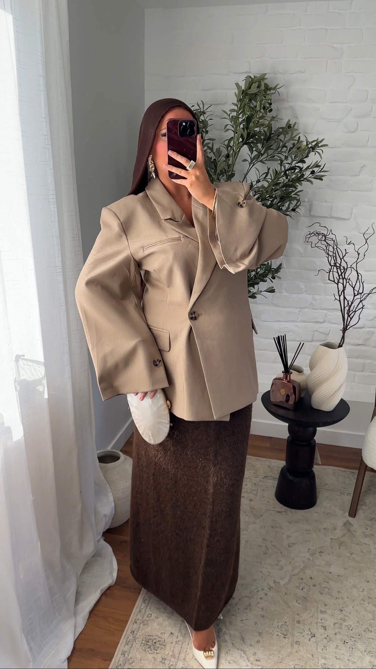 [GAMME PREMIUM] Blazer cache cœur oversize à boutonnage | Beige
