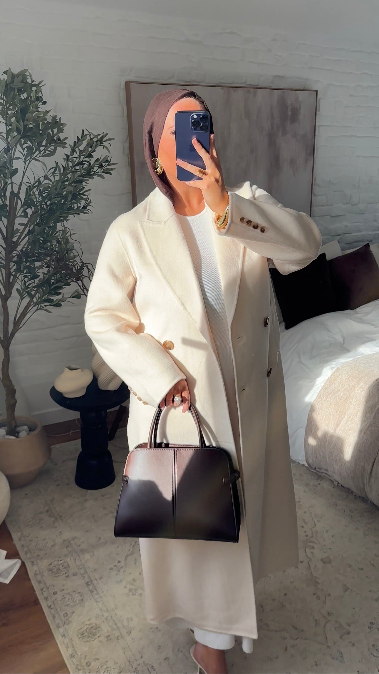 [GAMME PREMIUM] Manteau ultra long fait main en laine véritable Écru | Pré-commande