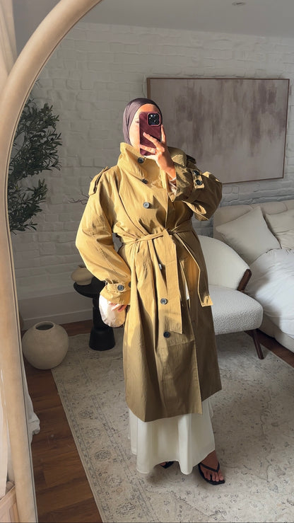 [GAMME PREMIUM] Trench ultra long à boutons | Vert