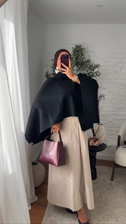 Cape en maille ultra douce | Noir