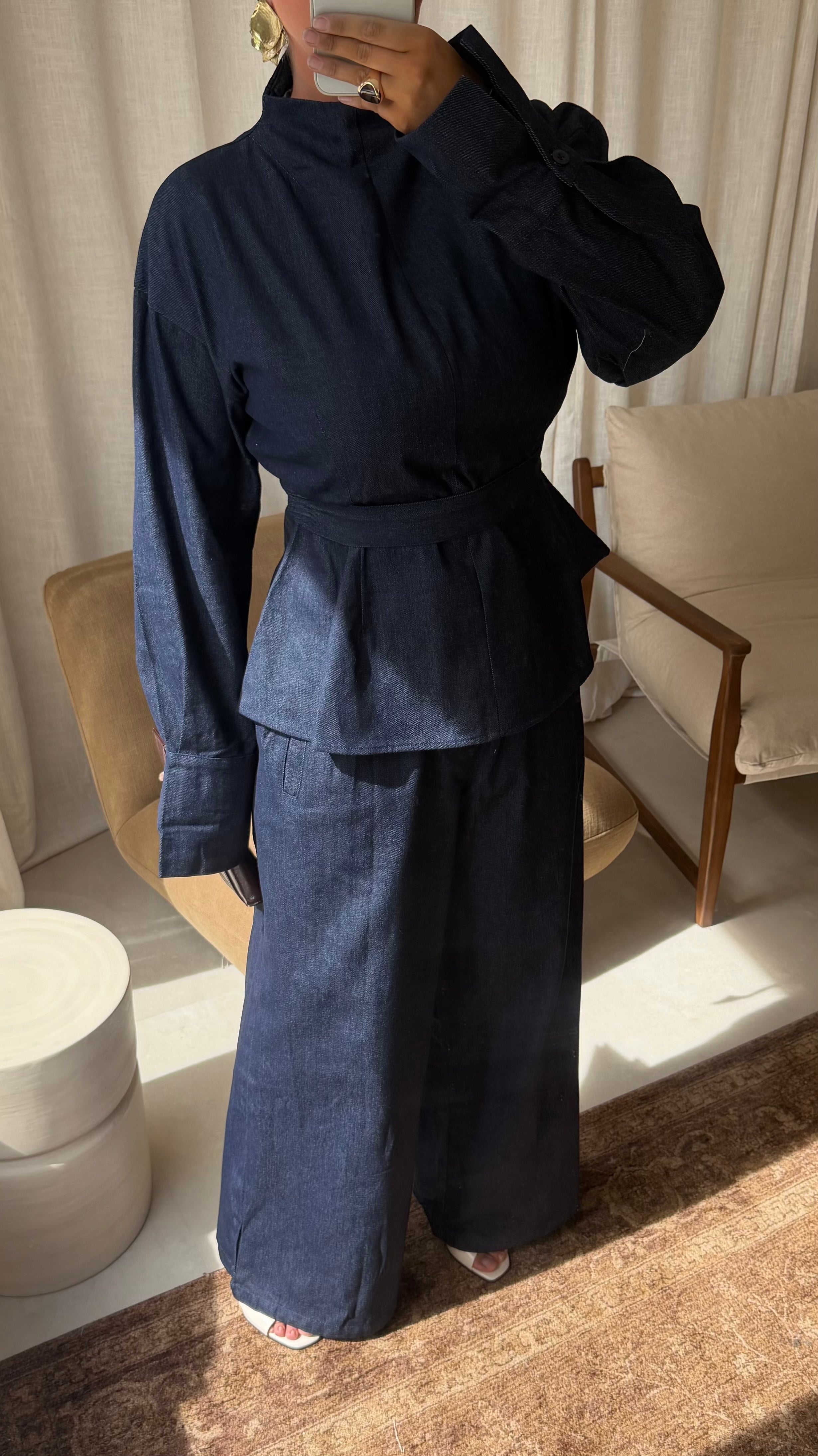 Set deux pièces en jean ALYA | Bleu jean | Pré-commande (envoi sous 2 semaines)