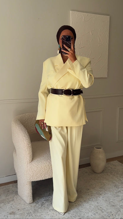 [GAMME PREMIUM] Blazer cache cœur oversize | Jaune