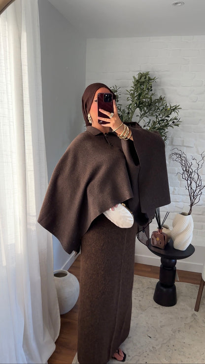 Cape en maille ultra douce Marron | Pré-commande
