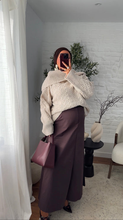 Pull ultra chaud en laine et col montant | Beige