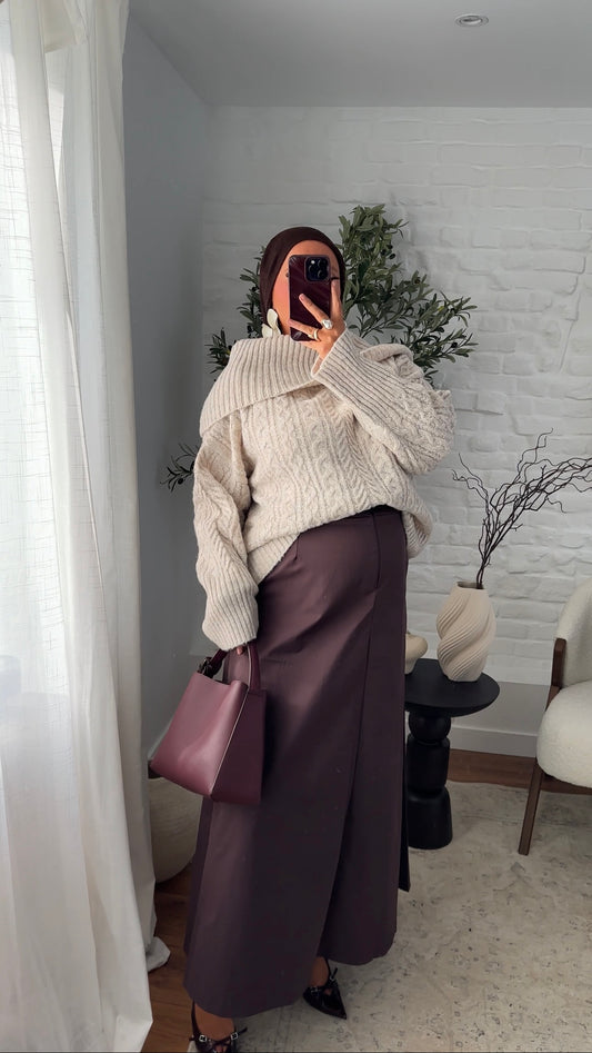 Pull ultra chaud en laine et col montant | Beige