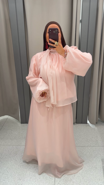 [GAMME PREMIUM] Blouse satinée doublée | Rose poudré