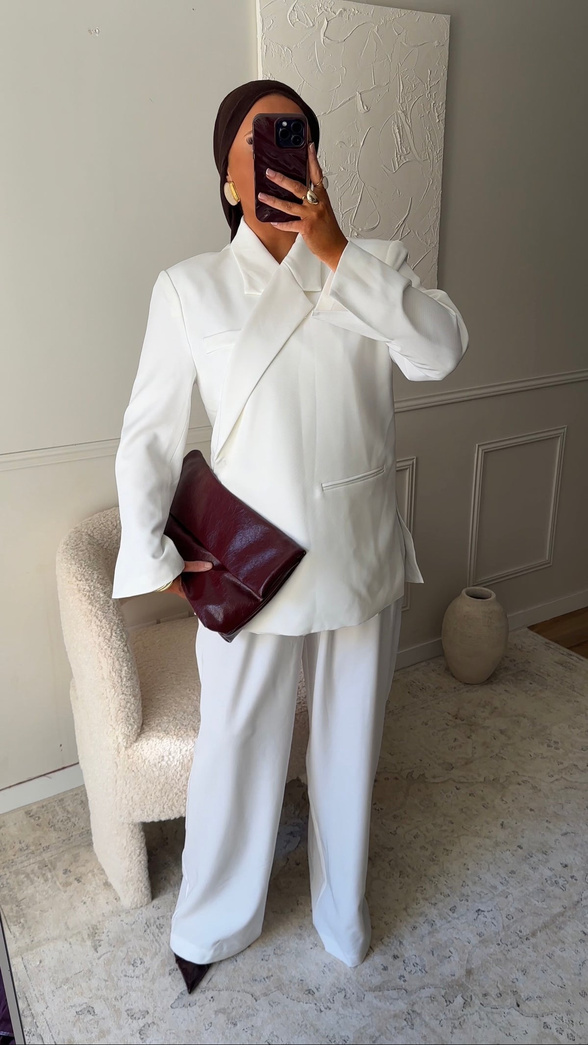 [GAMME PREMIUM] Blazer oversize cache cœur | Blanc