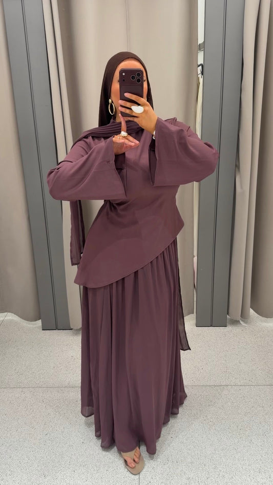 Set asymétrique NOOR avec écharpe | Prune
