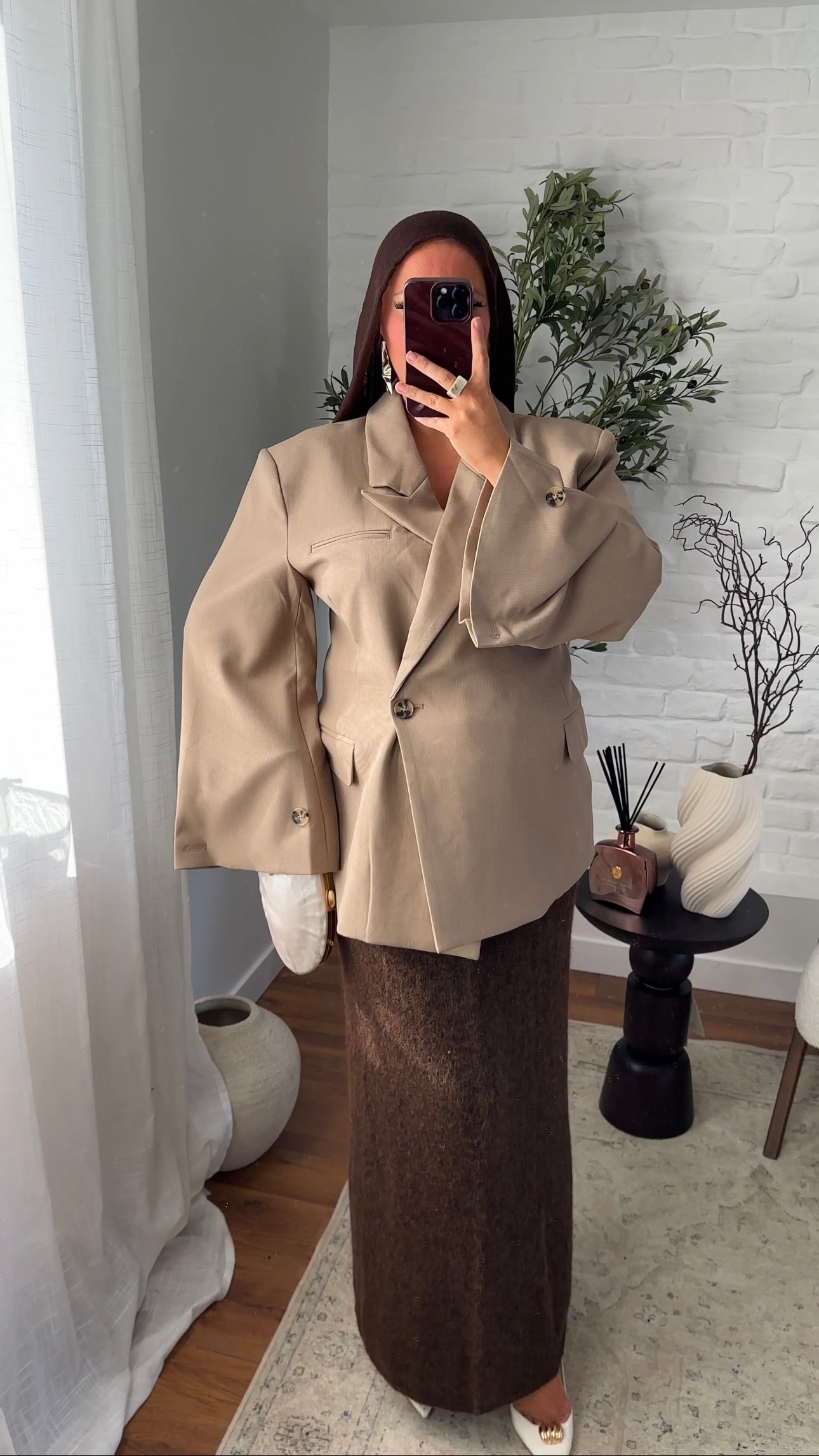 [GAMME PREMIUM] Blazer cache cœur oversize à boutonnage | Beige
