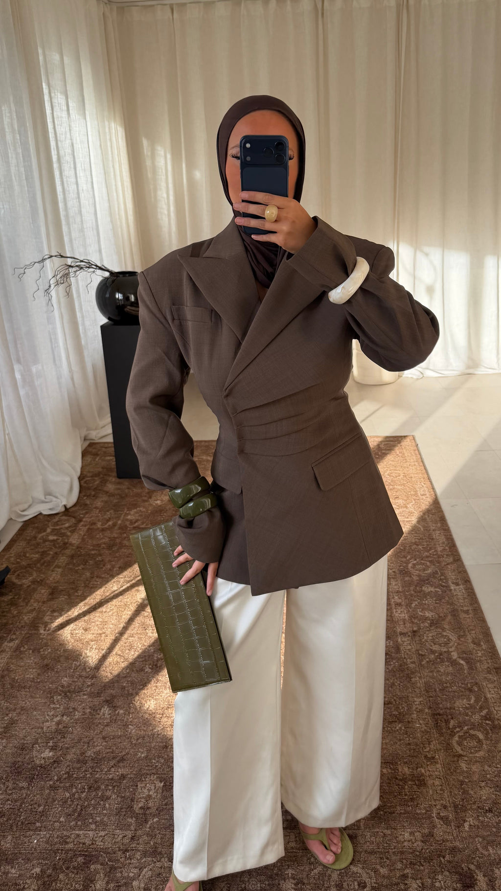 [GAMME PREMIUM] Blazer épais cintré ÉLINE | Marron