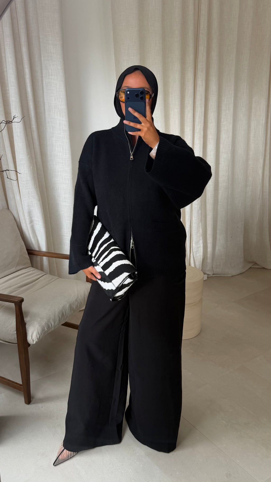 [GAMME PREMIUM] Pull doux et chaud à zip ALARIA | Noir