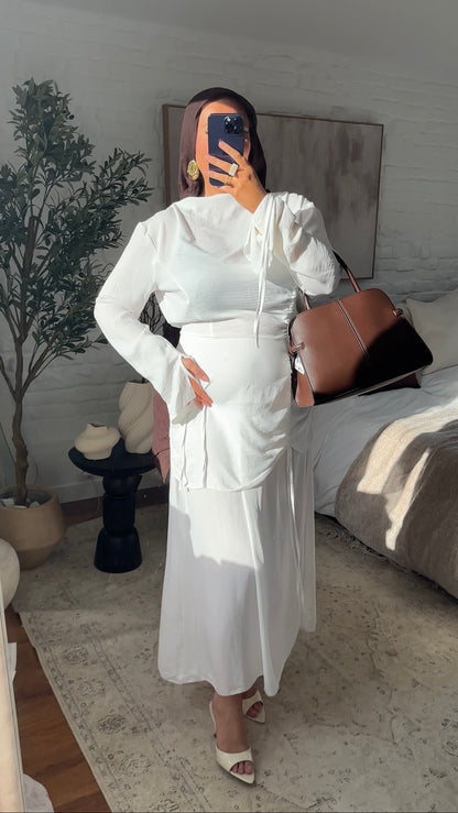 Robe longue à lacets | Blanc