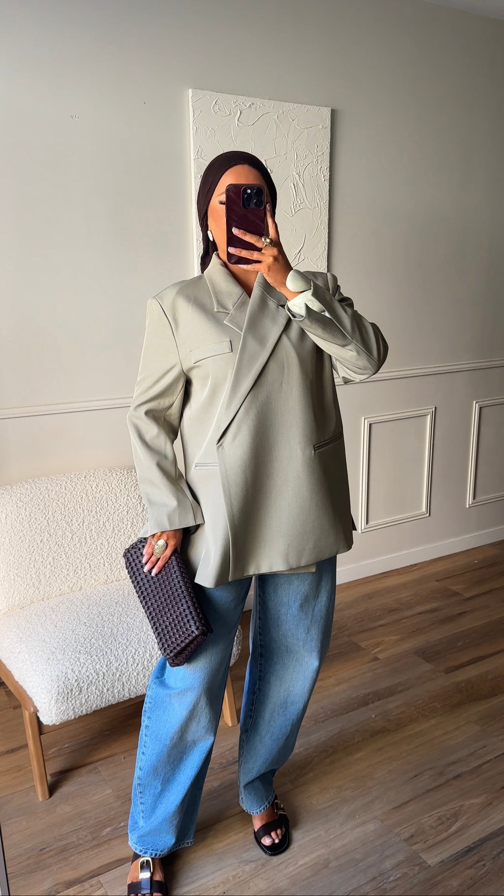 [GAMME PREMIUM] Blazer oversize cache cœur | Tilleul