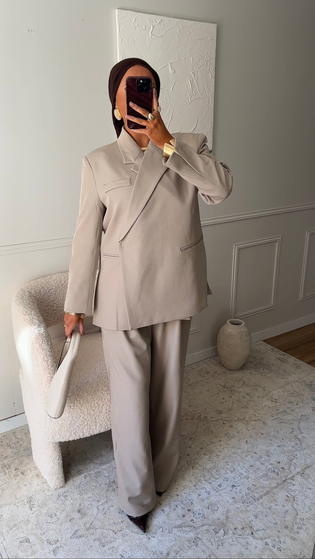 [GAMME PREMIUM] Blazer oversize cache cœur | Beige