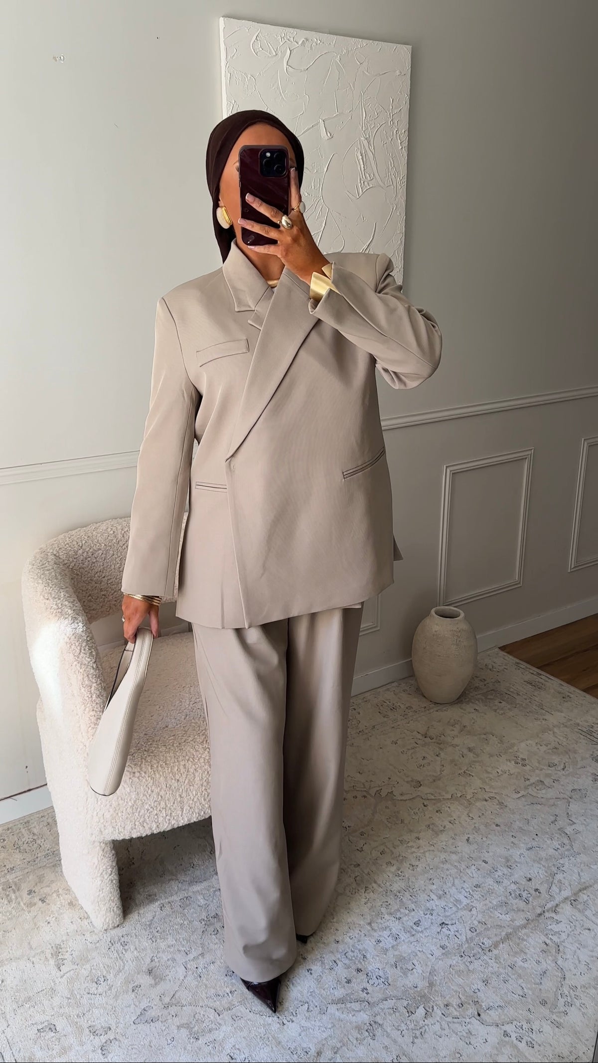 [GAMME PREMIUM] Blazer oversize cache cœur | Beige