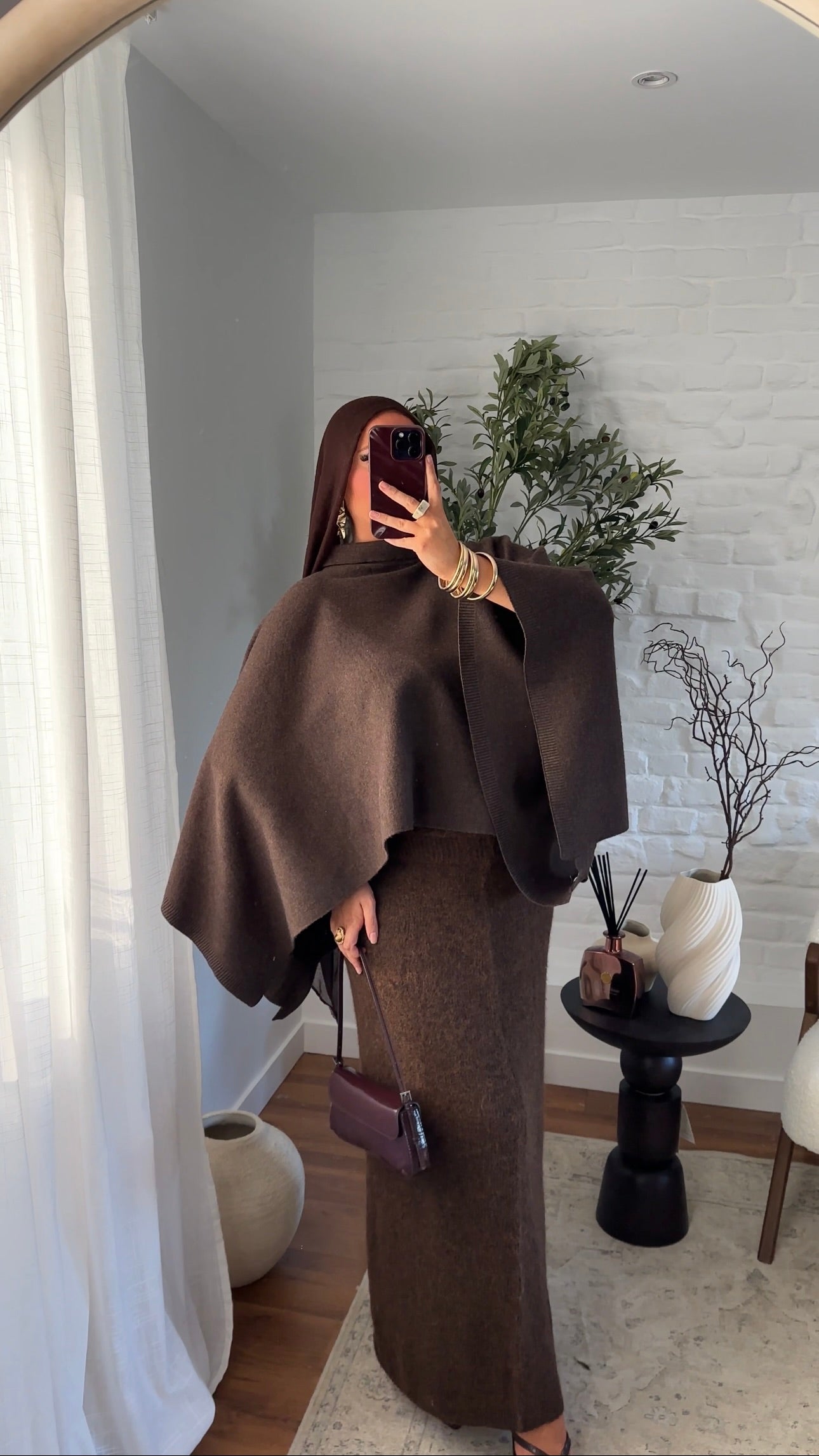 Cape en maille ultra douce Marron | Pré-commande