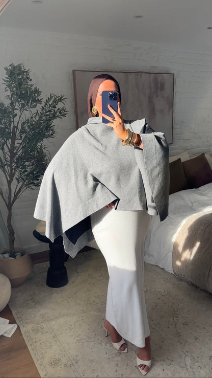 [CRÉATION] Cape longue ultra oversize asymétrique | Gris