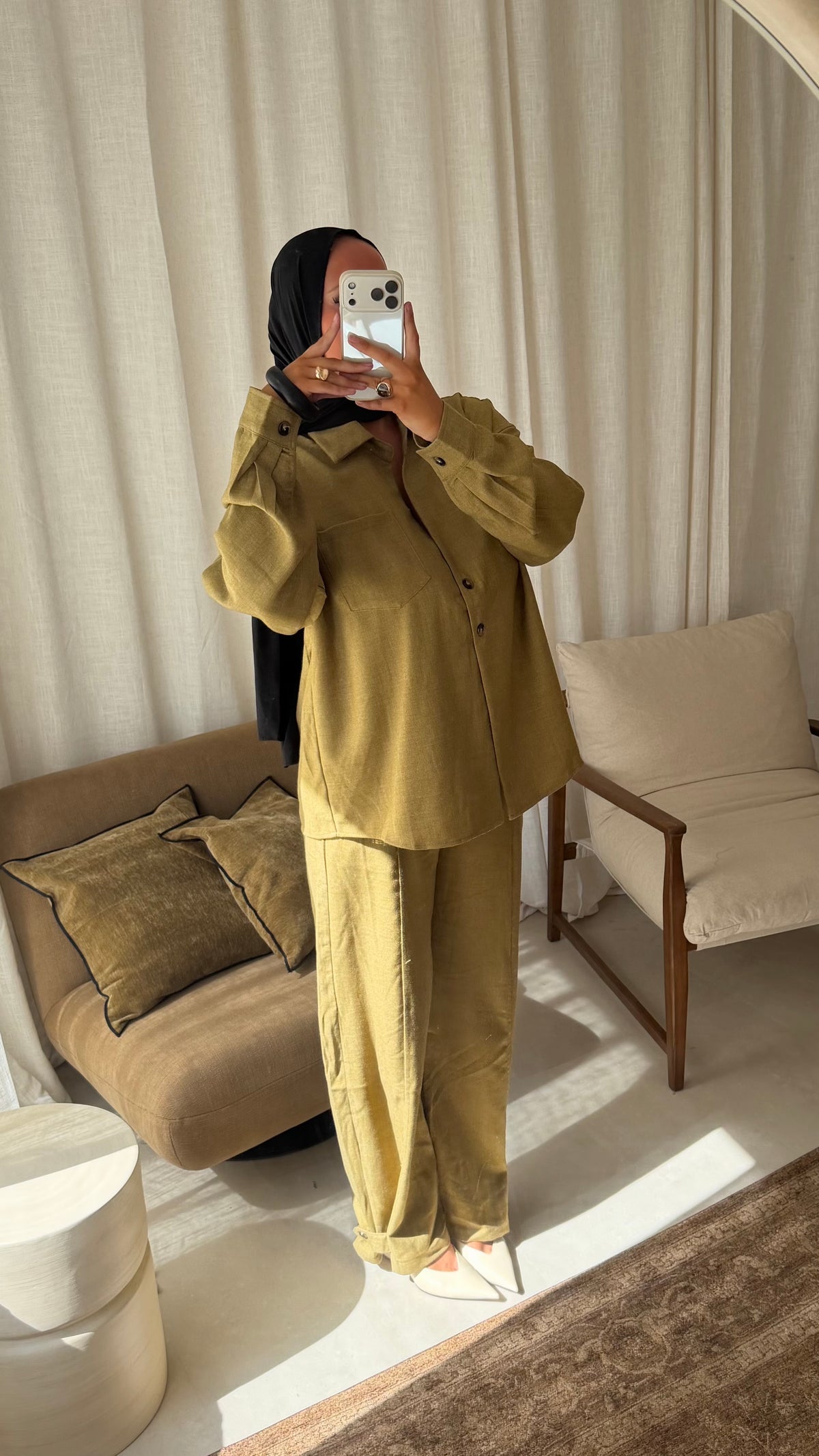 Chemise oversize douce | Vert olive