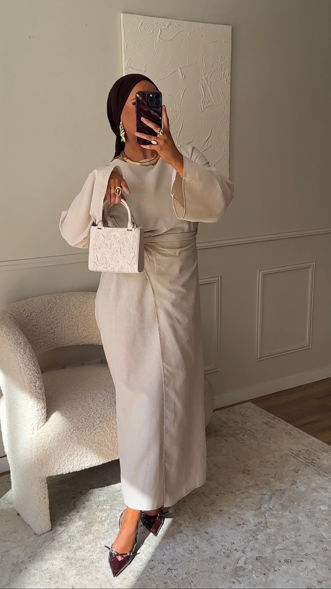 Robe IRIS nouée en coton | Beige
