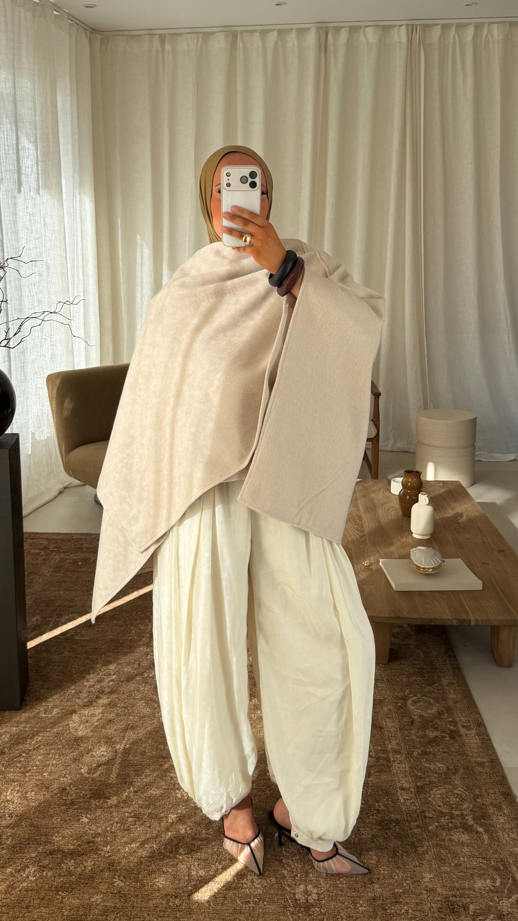 [GAMME LUXE] Manteau cape en laine | Beige