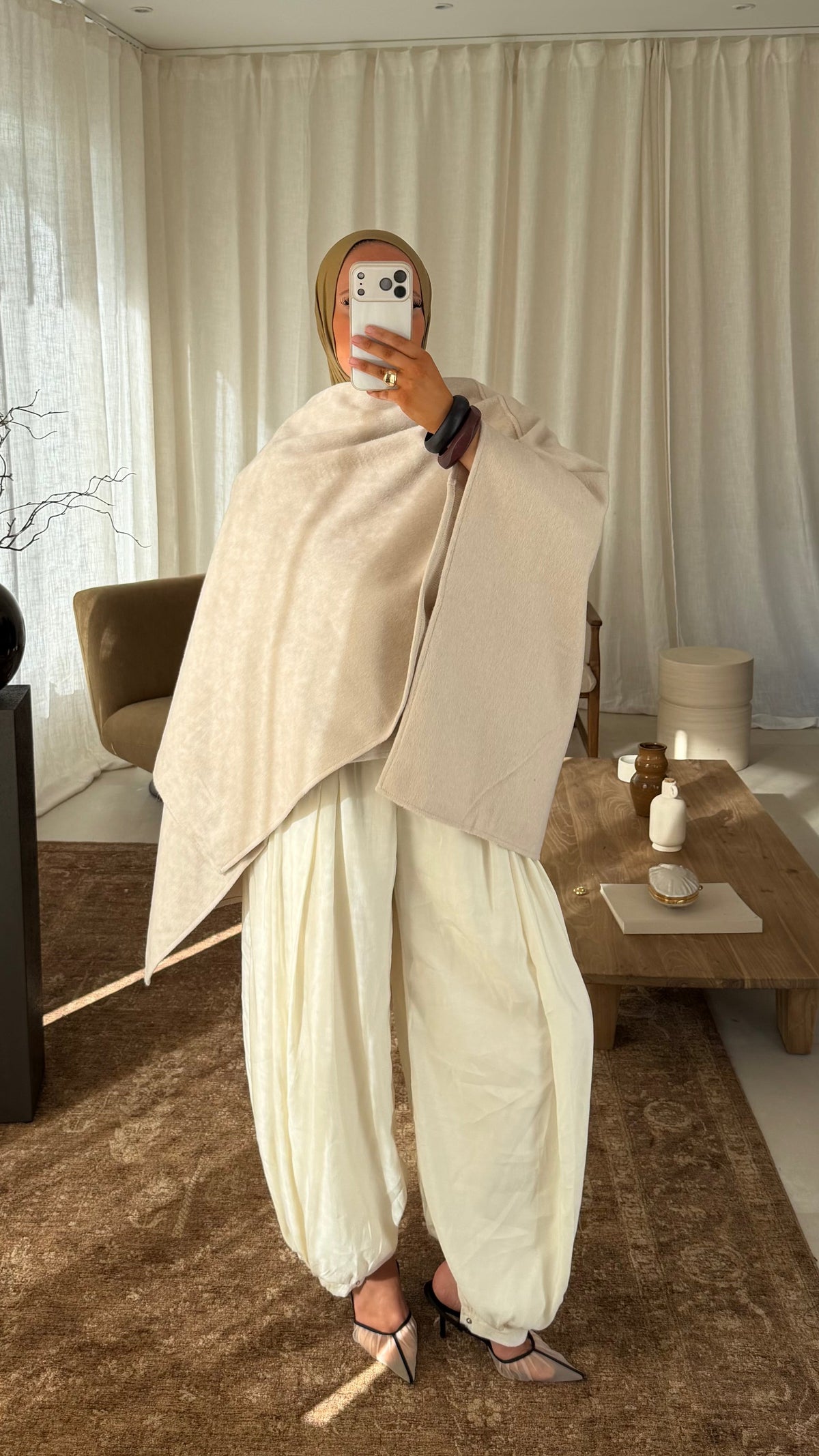 [GAMME LUXE] Manteau cape en laine | Beige