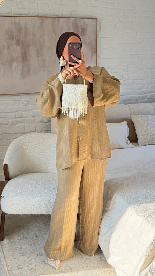 Ensemble ultra fluide en lin | kaki