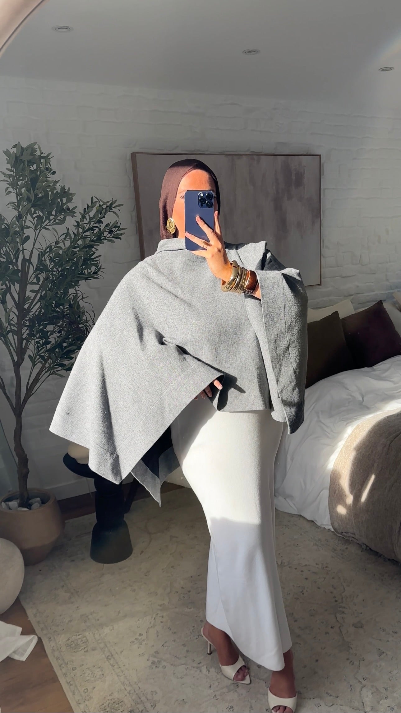 [CRÉATION] Cape longue ultra oversize asymétrique | Gris