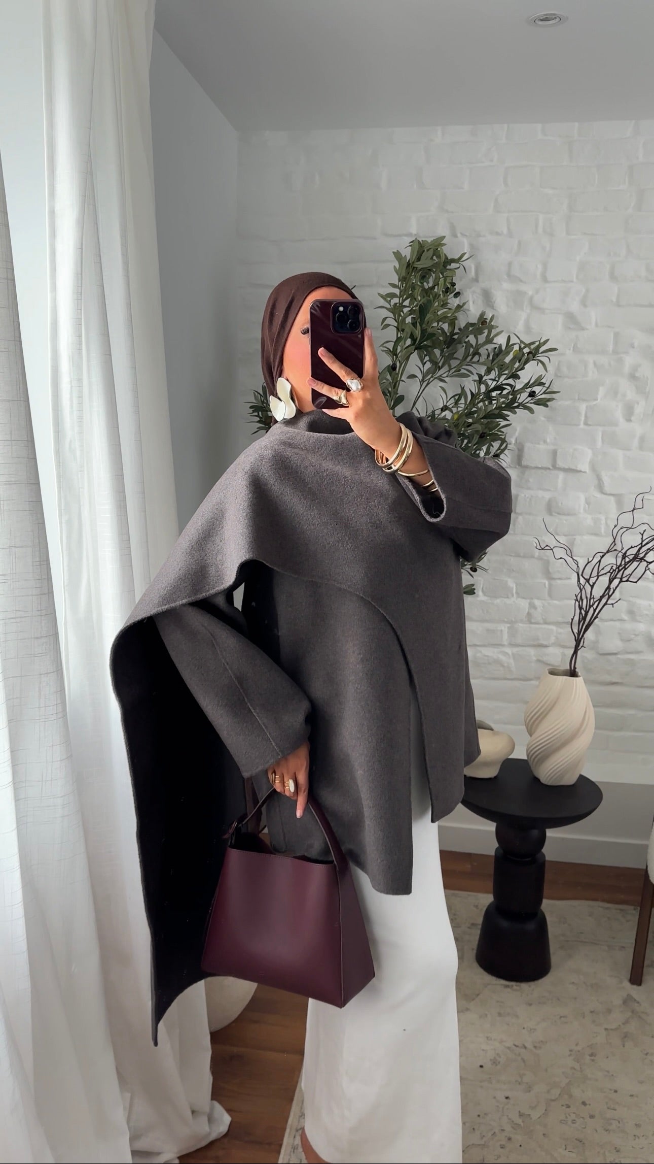 [CRÉATION] Manteau à cape en laine véritable fait main en atelier français | Taupe