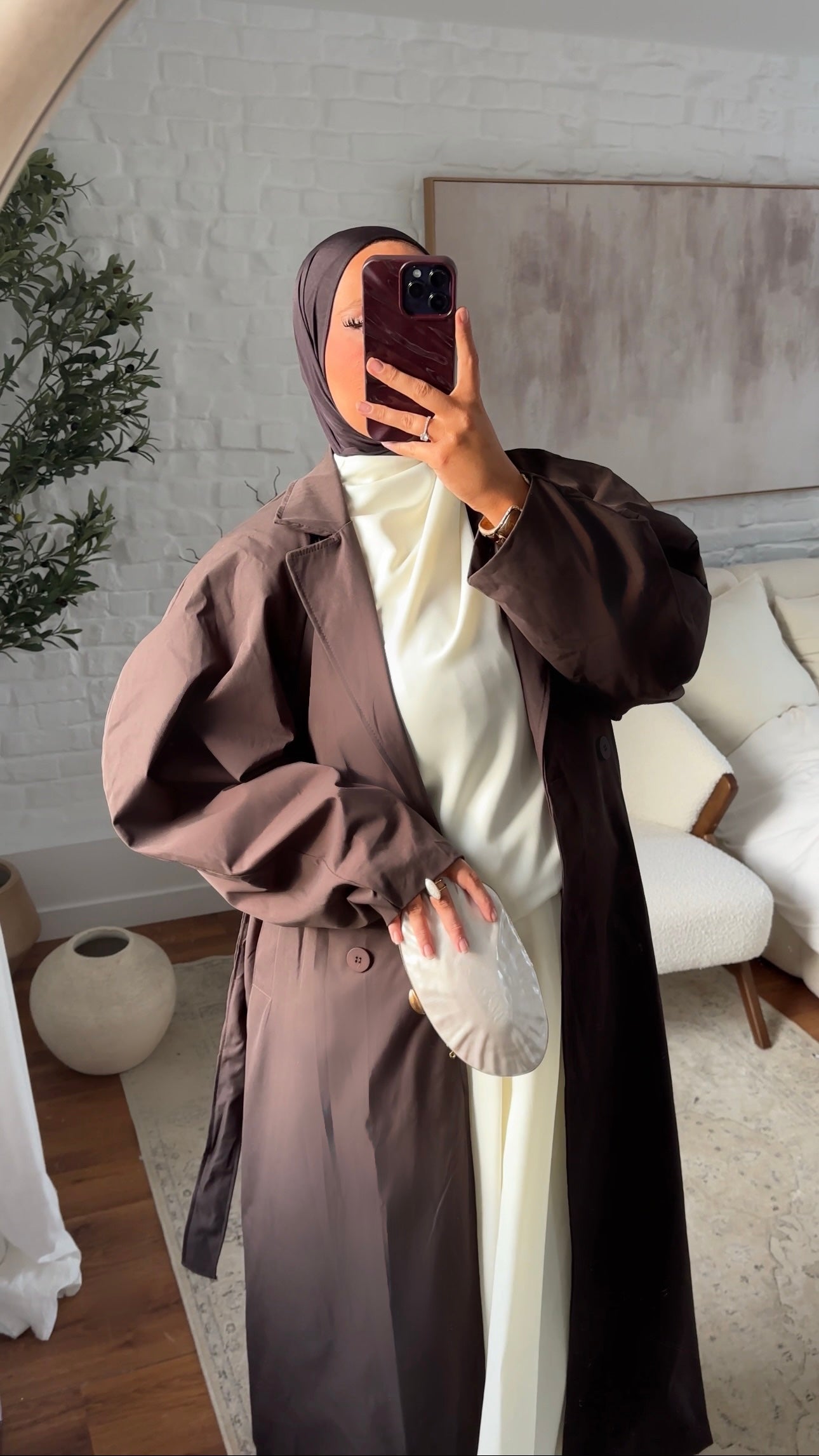 Trench ultra long à manches bouffantes | Marron