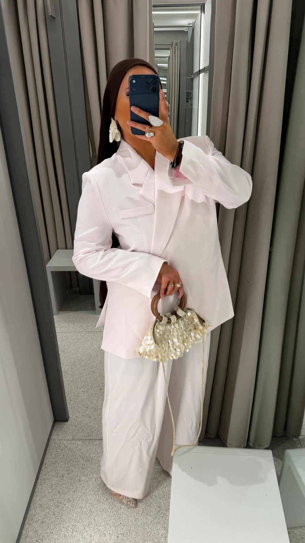 [GAMME PREMIUM] Blazer oversize cache cœur | Rose pâle