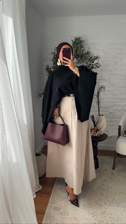 Cape en maille ultra douce | Noir