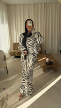 Robe ultra longue zébrée | Noir et blanc
