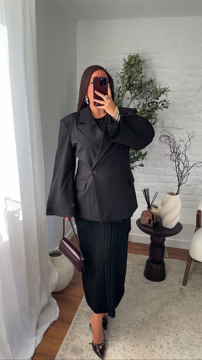 [GAMME PREMIUM] Blazer cache cœur oversize à boutonnage | Noir