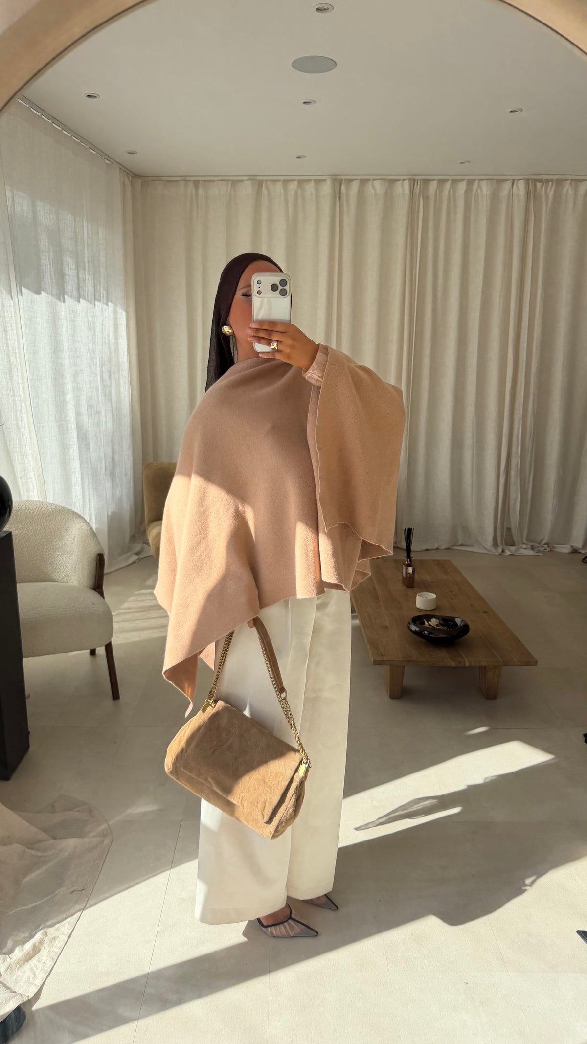 [GAMME LUXE] Cape en laine véritable ELDENA | Camel