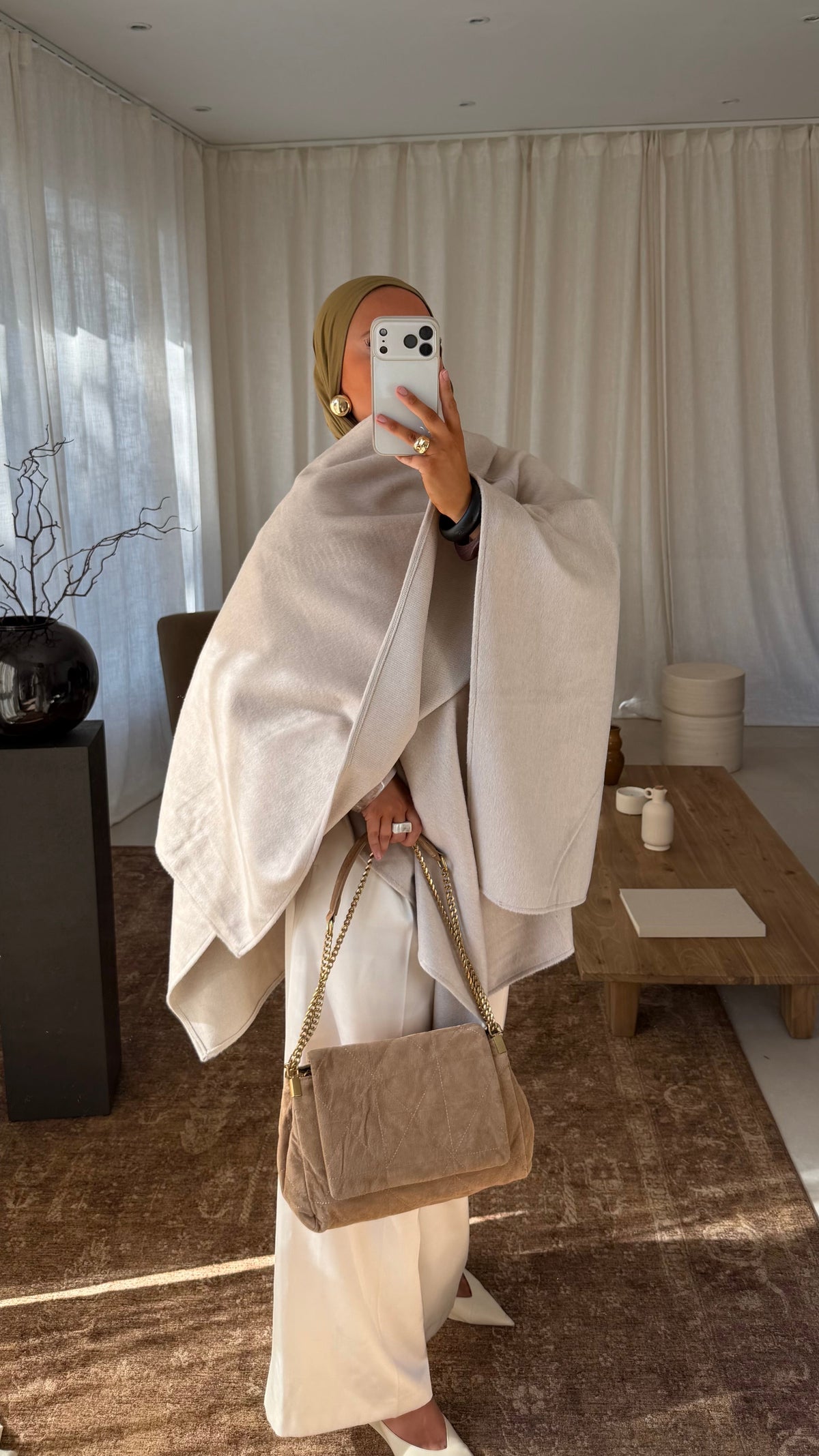 [GAMME LUXE] Manteau cape en laine | Beige